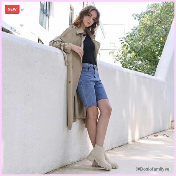 Platform Chelsea Boots Chunky Heel Slip On Ankle Booties Lug Sole Minimalist - Picture 4 of 8